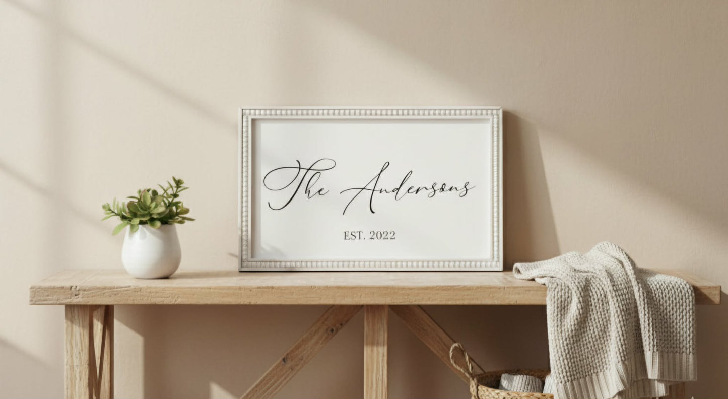 Custom Family Name Sign with Beaded Frame