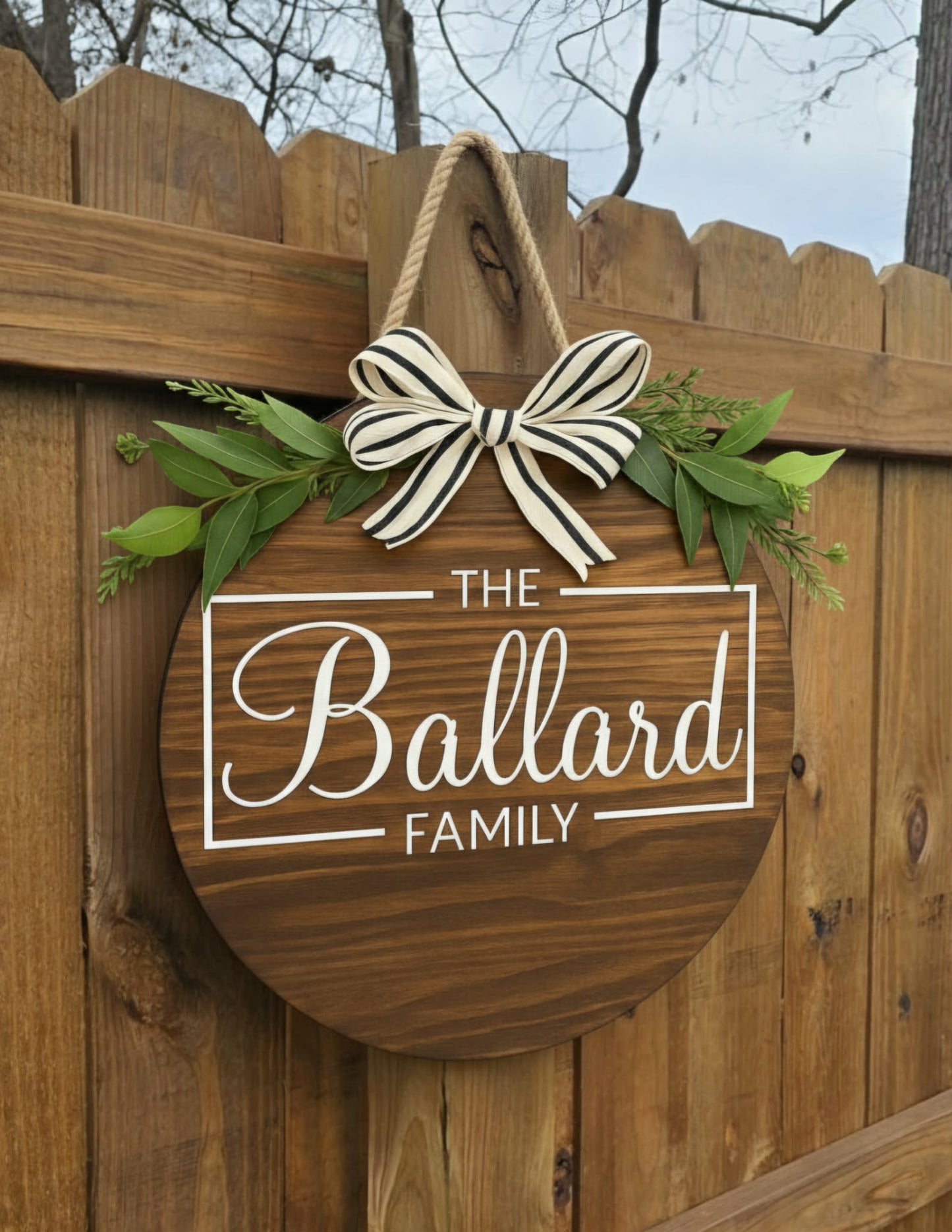 Wood Stain Custom Name Door Hanger